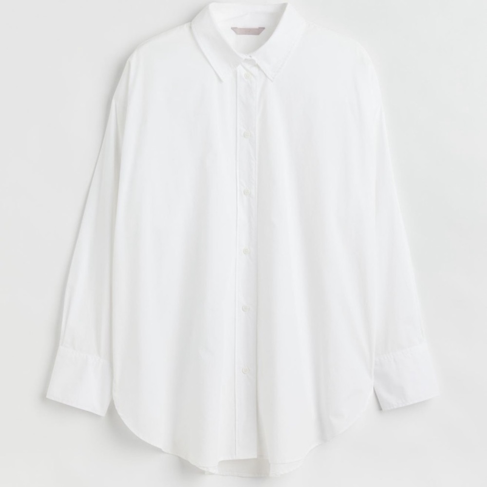 White button down H&M shirt.